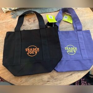 NWT Limited Edition 2 Trader Joe's Purple and Black Mini Tote Bags
